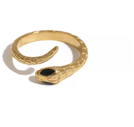 Snake Black Golden Ring T.6