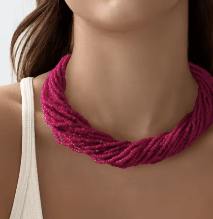 Sarah Fuschia Pearl Necklace
