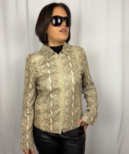 Leather Jacket Dibari Snake Print