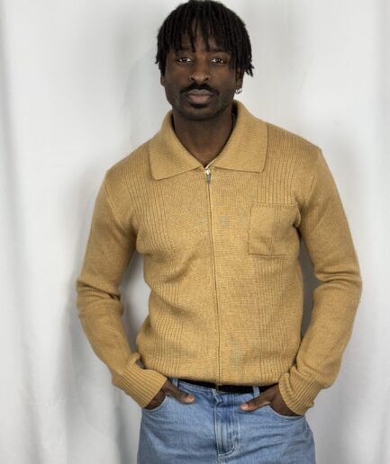 Knit Zip Camel