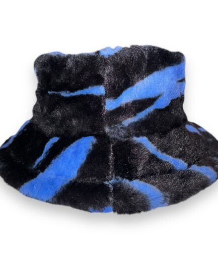 Bucket Hat Blue Zebra Print