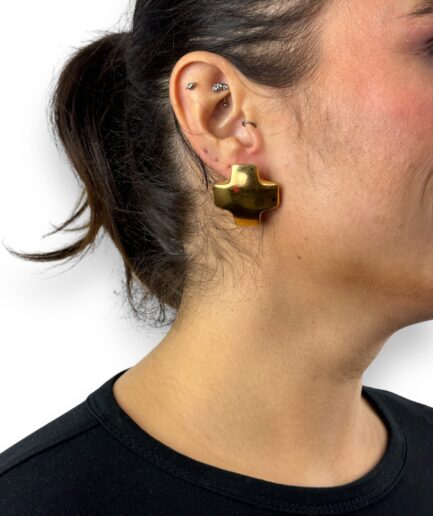 Cross Gold Earrings