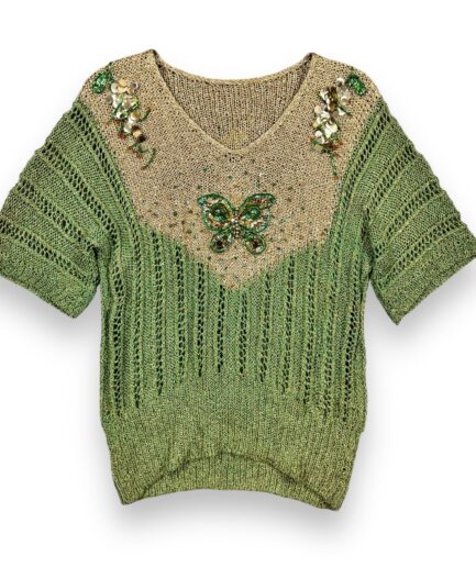 Knit Butterfly Green & Gold