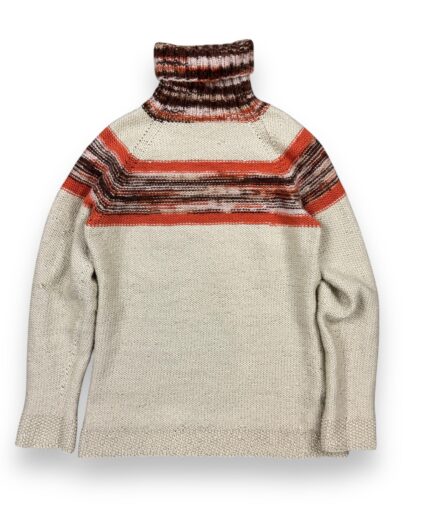 Knit Turtle Neck Orange & Beige