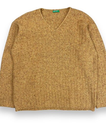 Knit V-Neck Benetton Ocher