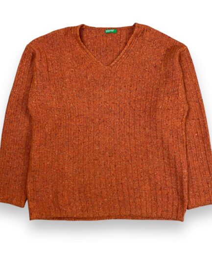 Knit V-Neck Benetton Orange
