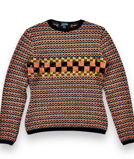 Knit Jean Paul Gaultier F/W 1990 Rhinestone Check Sweater