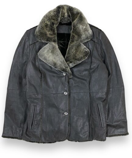 Leather Suede Jacket With Faux Fur