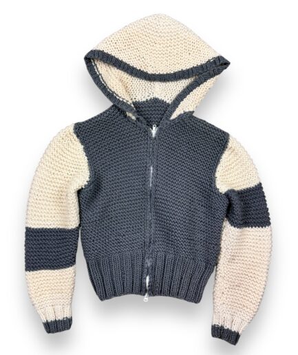 Knit Zip White & Grey